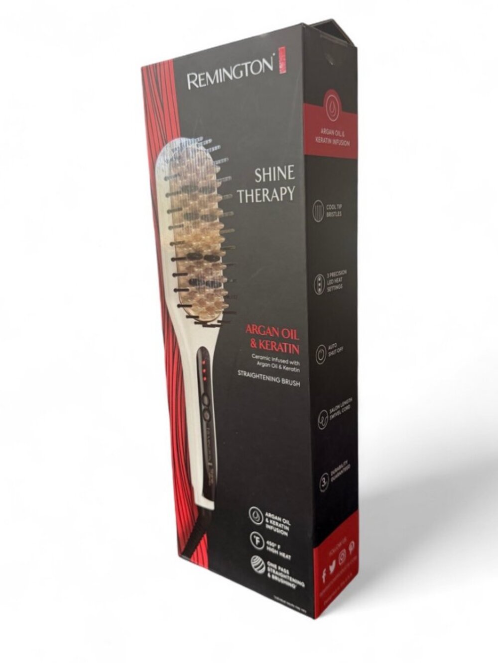 Remington Shine Therapy Straightening Brush Argan Keratin NIB